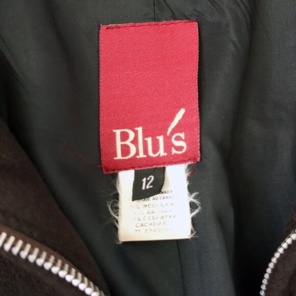 Vintage Wool Cashmere Angora Chocolate Brown Zip Mid-Weight Fall Coat Jacket - Picture 8 of 16